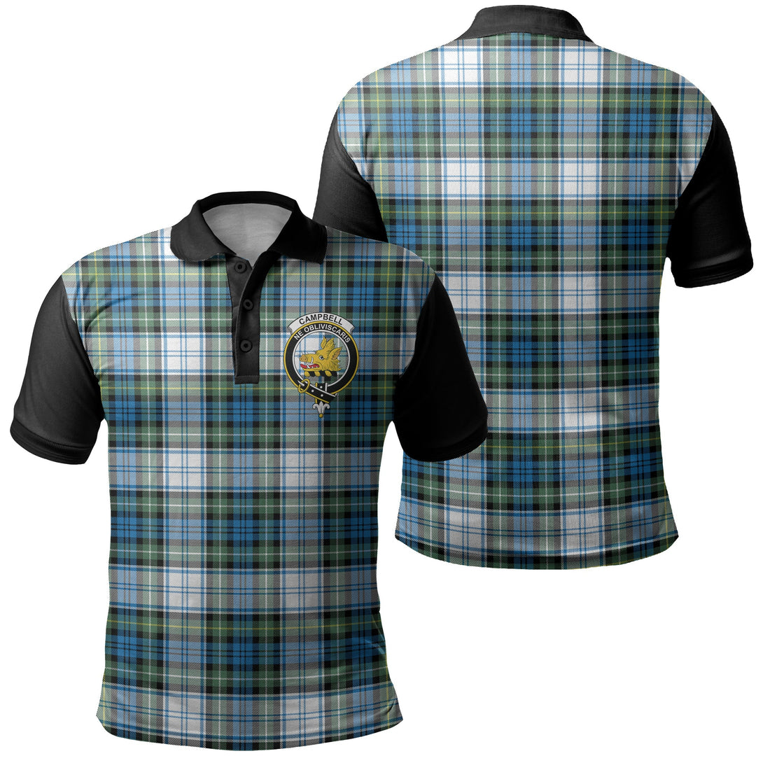 Campbell Dress Tartan Crest Polo Shirt Black Neck 1 Style