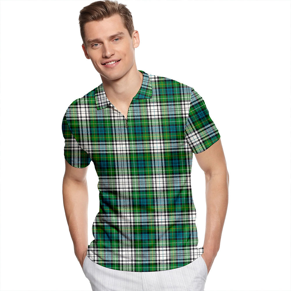 Campbell Dress Ancient Tartan Classic Lapel Zip Short Sleeve Polo