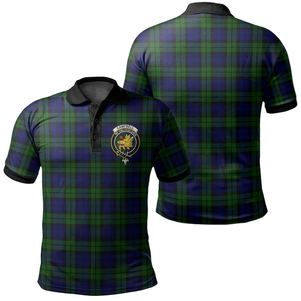 Campbell Modern Tartan Crest Polo Shirt Black Neck 2 Style