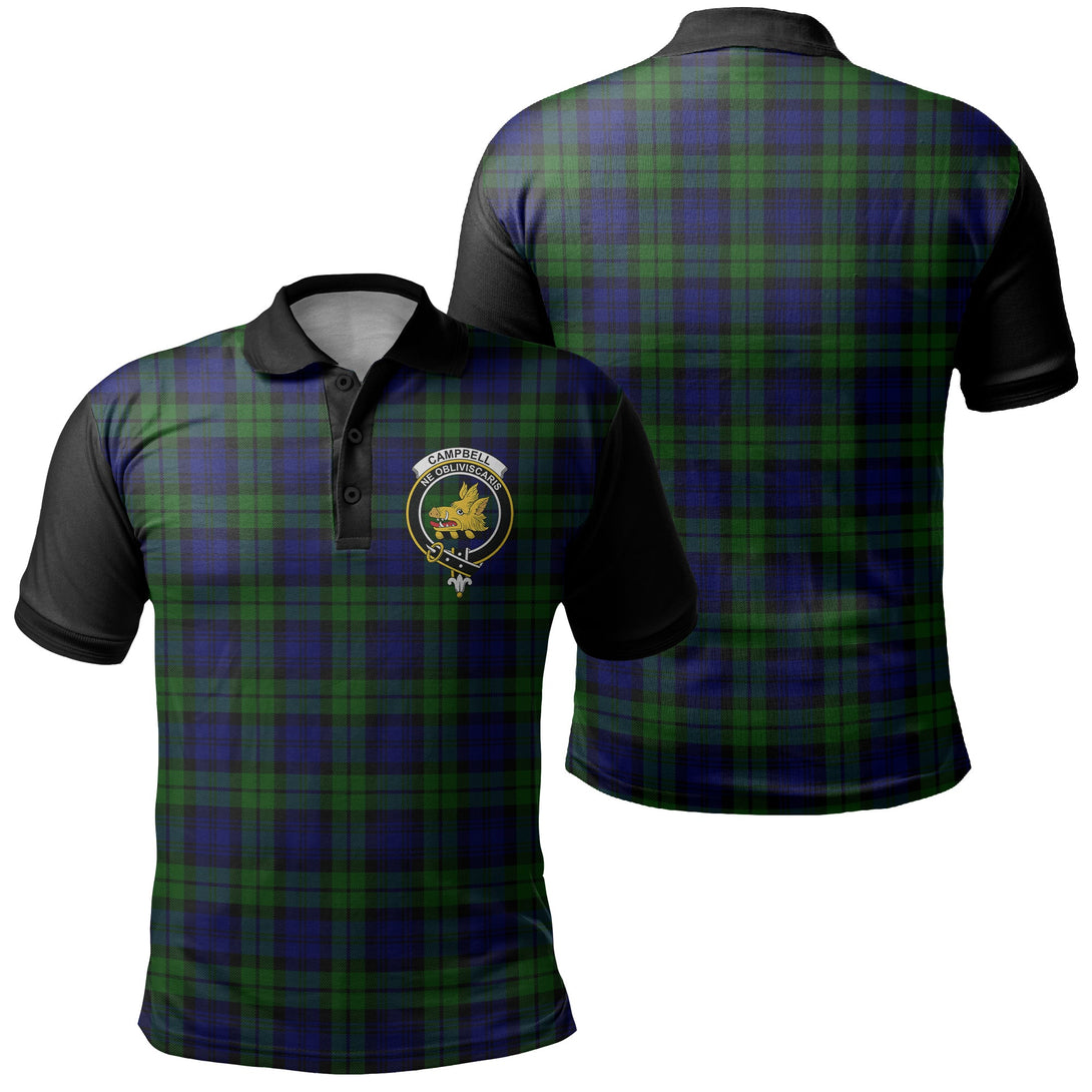 Campbell Modern Tartan Crest Polo Shirt Black Neck 1 Style