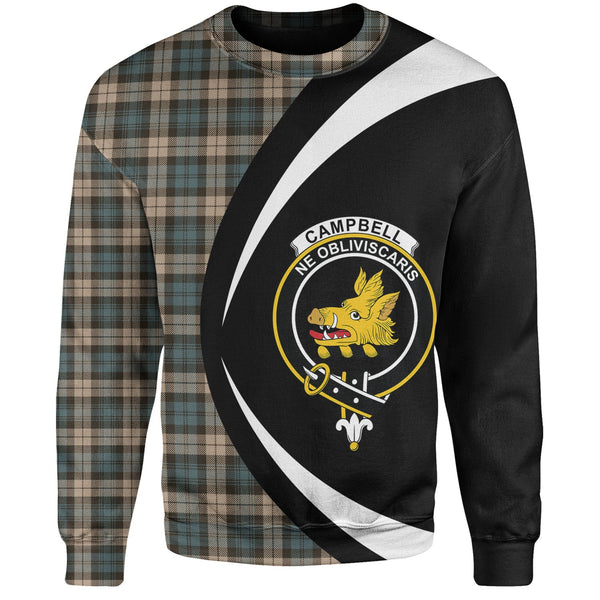 Campbell Weathered 2 Clan Badge Tartan Sweatshirt Circle Style Personalized