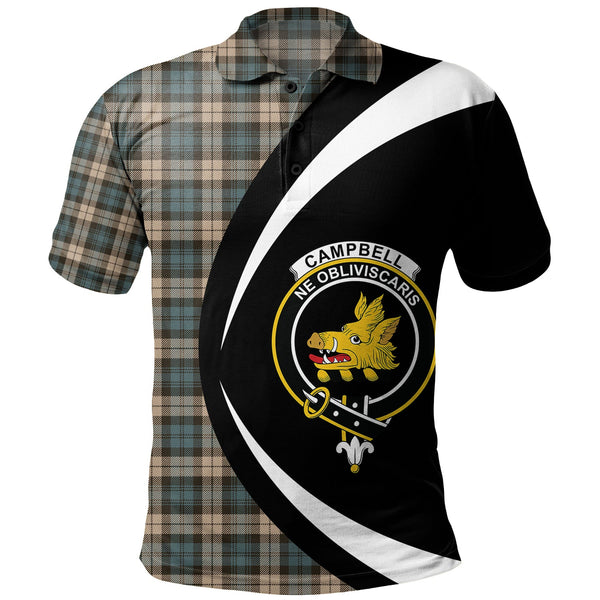 Campbell Weathered 2 Clan Badge Tartan Polo Shirt Circle Style Personalized