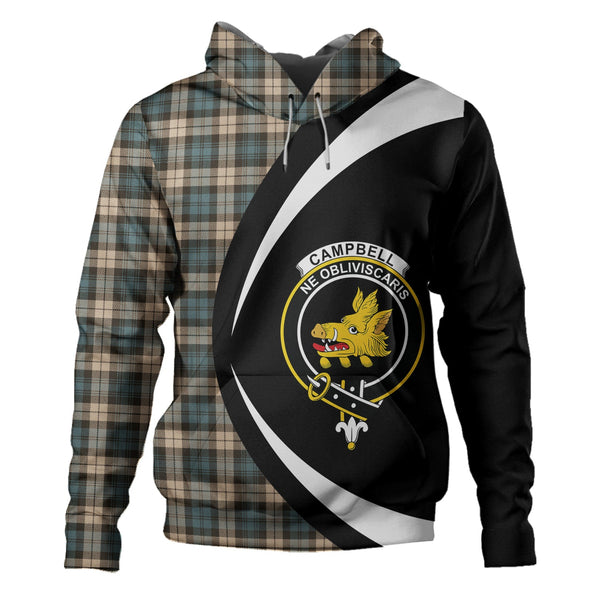 Campbell Weathered 2 Clan Badge Tartan Hoodie Circle Style