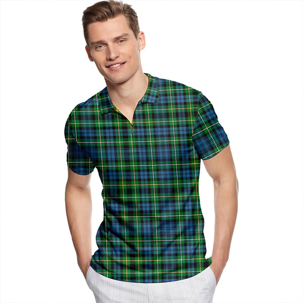 Campbell of Argyll 1815 Ancient Tartan Classic Lapel Zip Short Sleeve Polo