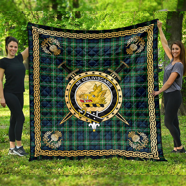 Campbell of Argyll 1815 Modern 2 Clan Badge Tartan Premium Quilt Celtic Shield