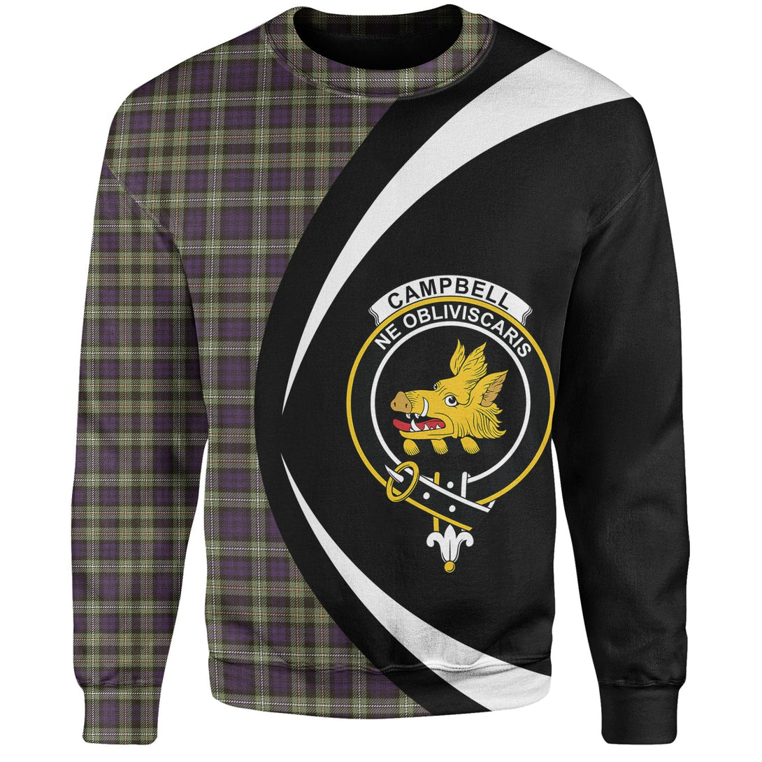 Campbell of Argyll 1815 Weathered 2 Clan Badge Tartan Sweatshirt Circle Style Personalized