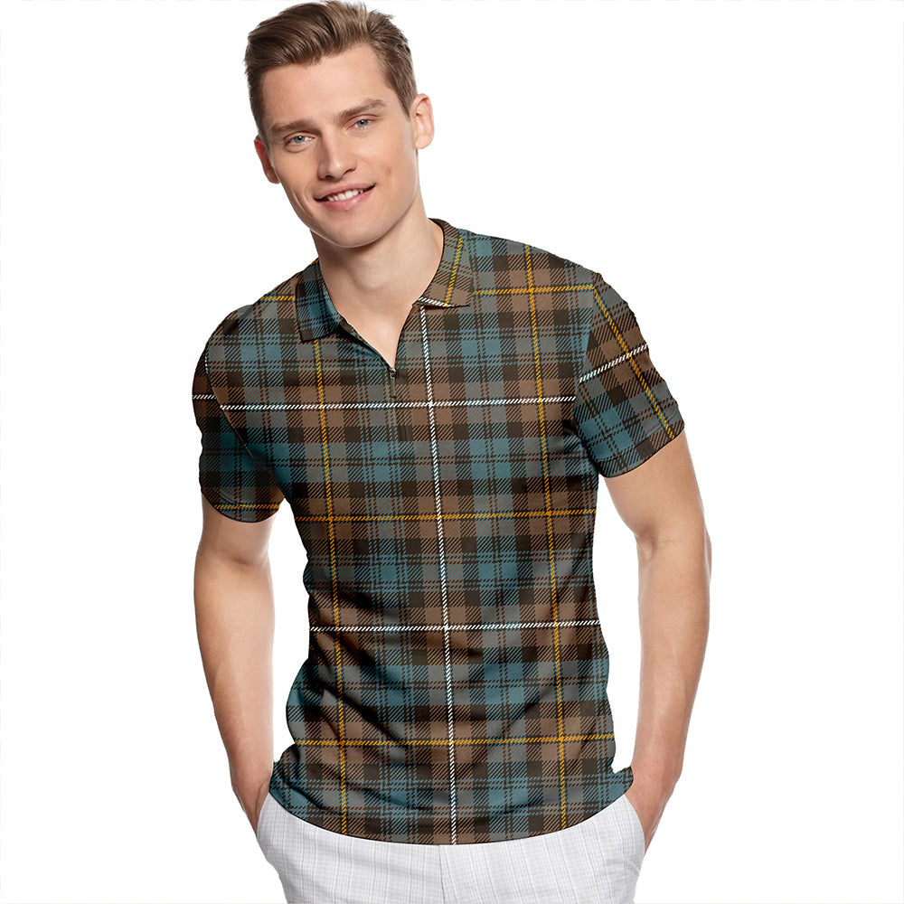 Campbell of Argyll Weathered Tartan Classic Lapel Zip Short Sleeve Polo