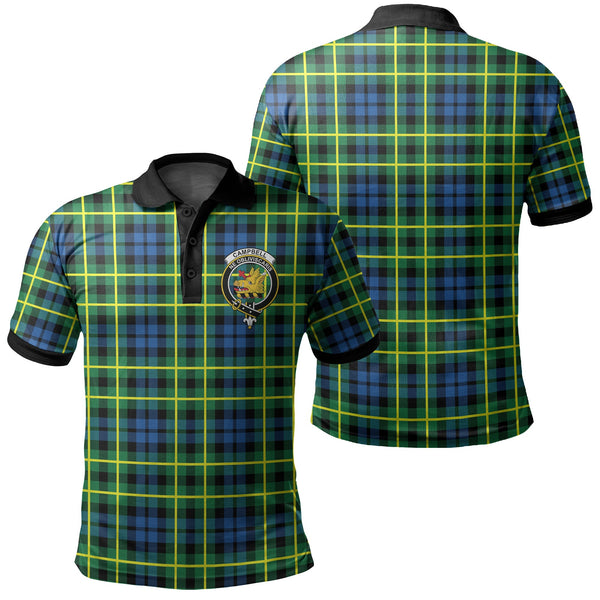 Campbell of Breadalbane Ancient Tartan Crest Polo Shirt Black Neck 2 Style