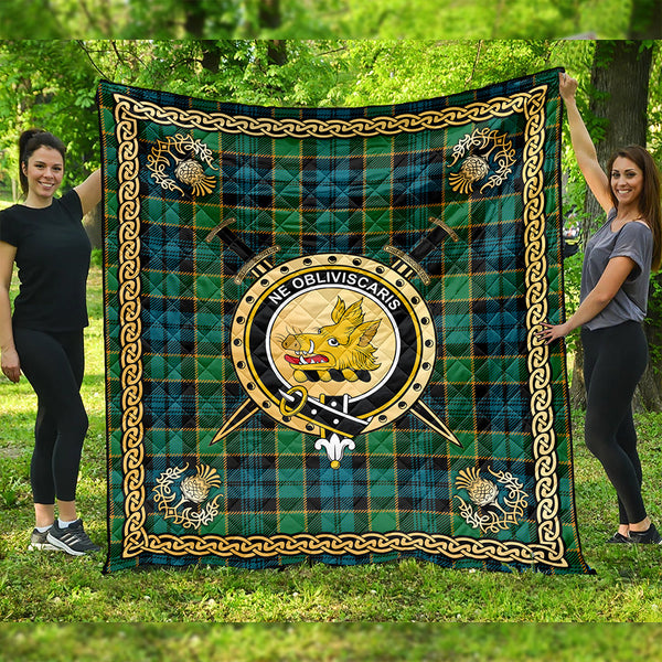 Campbell of Breadalbane Ancient 2 Clan Badge Tartan Premium Quilt Celtic Shield