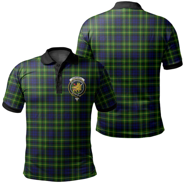 Campbell of Breadalbane Modern Tartan Crest Polo Shirt Black Neck 2 Style