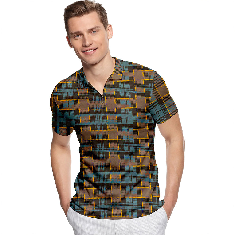 Campbell of Breadalbane Weathered Tartan Classic Lapel Zip Short Sleeve Polo