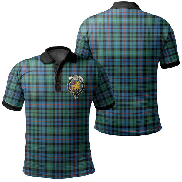 Campbell of Cawdor Ancient Tartan Crest Polo Shirt Black Neck 2 Style