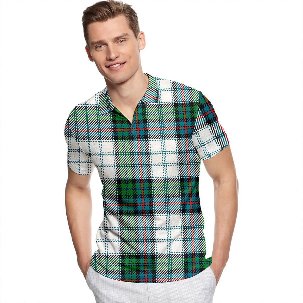 Campbell of Cawdor Dress Ancient Tartan Classic Lapel Zip Short Sleeve Polo