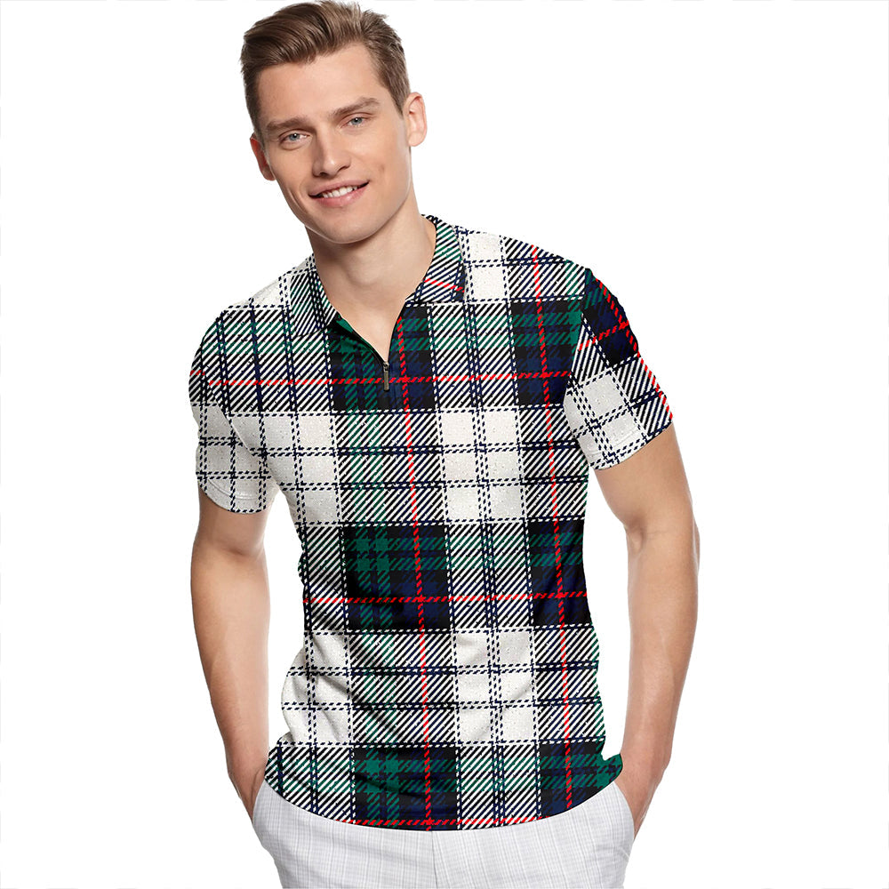 Campbell of Cawdor Dress Modern Tartan Classic Lapel Zip Short Sleeve Polo