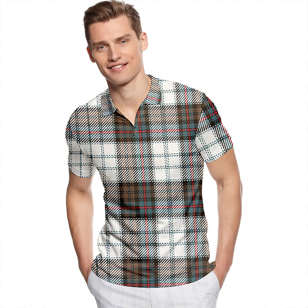 Campbell of Cawdor Dress Weathered Tartan Classic Lapel Zip Short Sleeve Polo