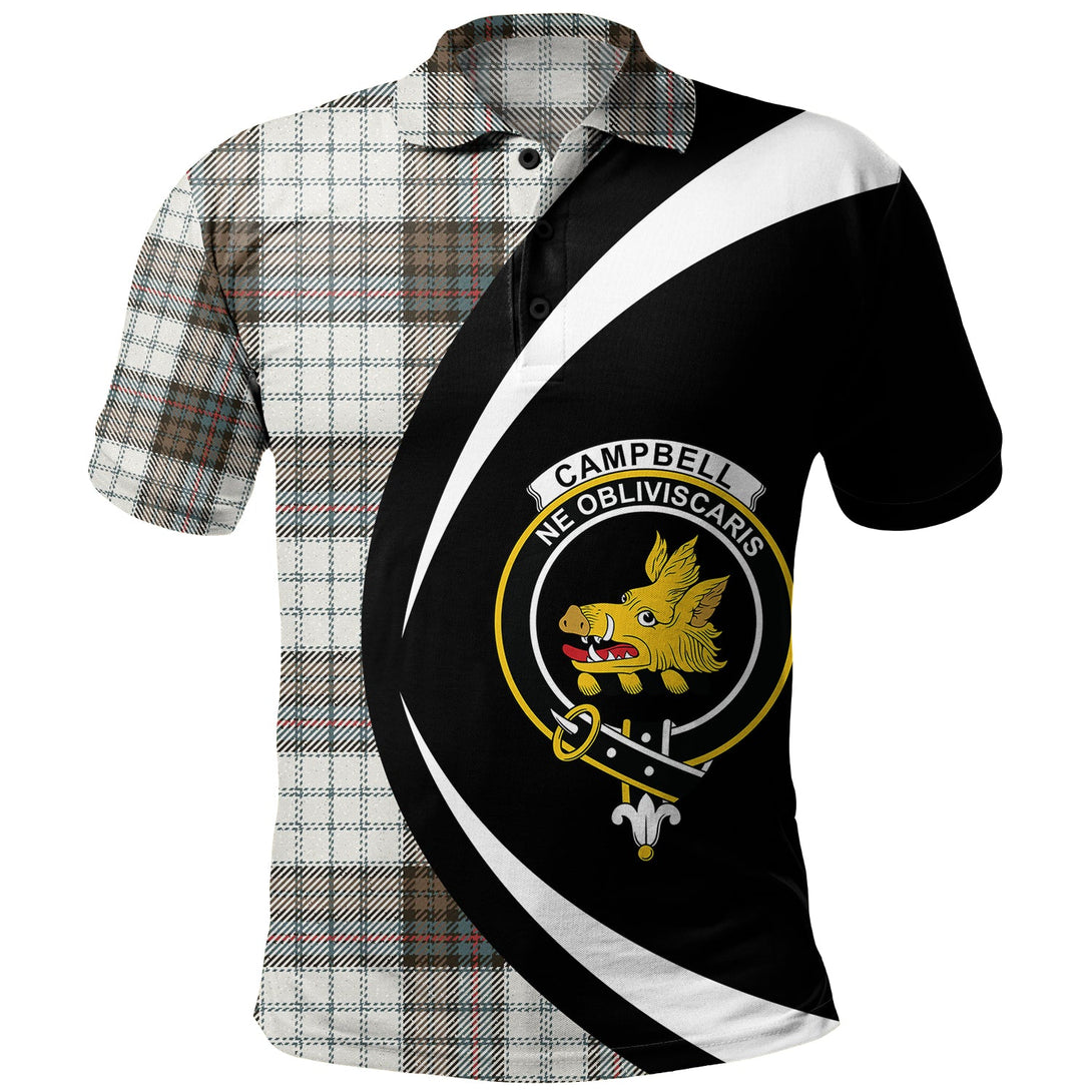 Campbell of Cawdor Dress Weathered 2 Clan Badge Tartan Polo Shirt Circle Style Personalized