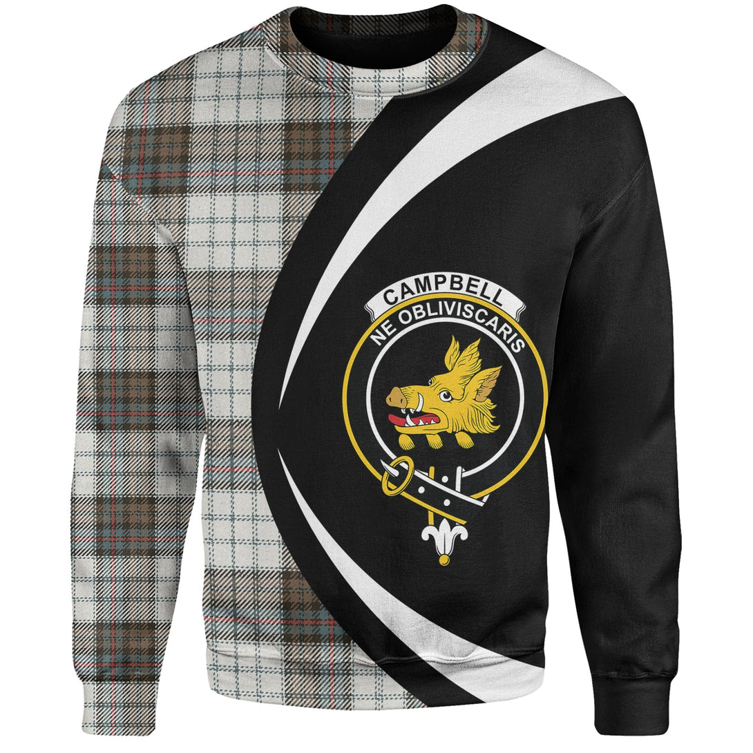 Campbell of Cawdor Dress Weathered 2 Clan Badge Tartan Sweatshirt Circle Style Personalized