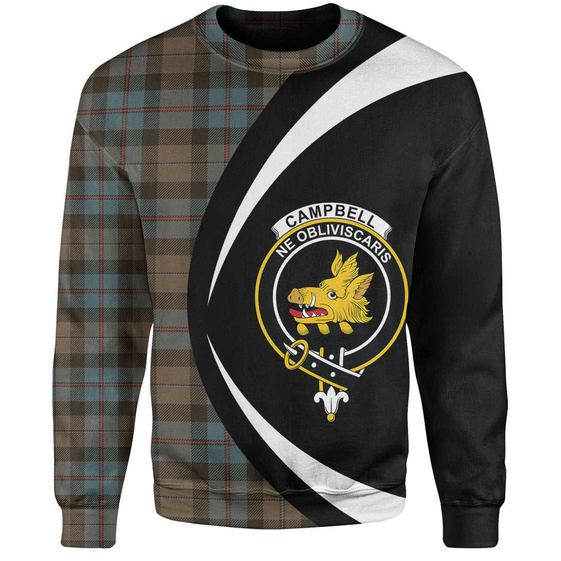 Campbell of Cawdor Weathered 2 Clan Badge Tartan Sweatshirt Circle Style Personalized