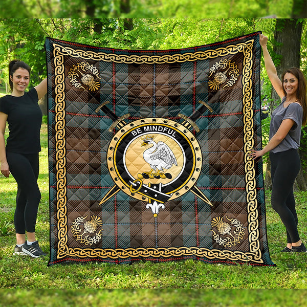 Campbell of Cawdor Weathered 2 Clan Badge Tartan Premium Quilt Celtic Shield