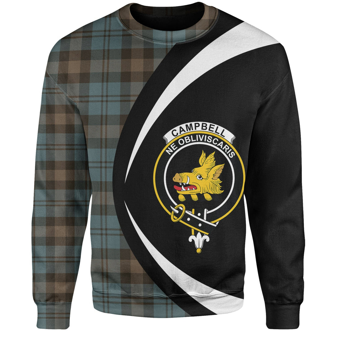 Campbell of Glenlyon Weathered 2 Clan Badge Tartan Sweatshirt Circle Style Personalized