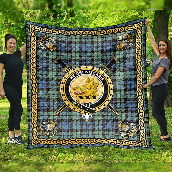 Campbell of Inveraray Ancient 2 Clan Badge Tartan Premium Quilt Celtic Shield