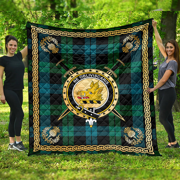 Campbell of Lochawe Ancient 2 Clan Badge Tartan Premium Quilt Celtic Shield