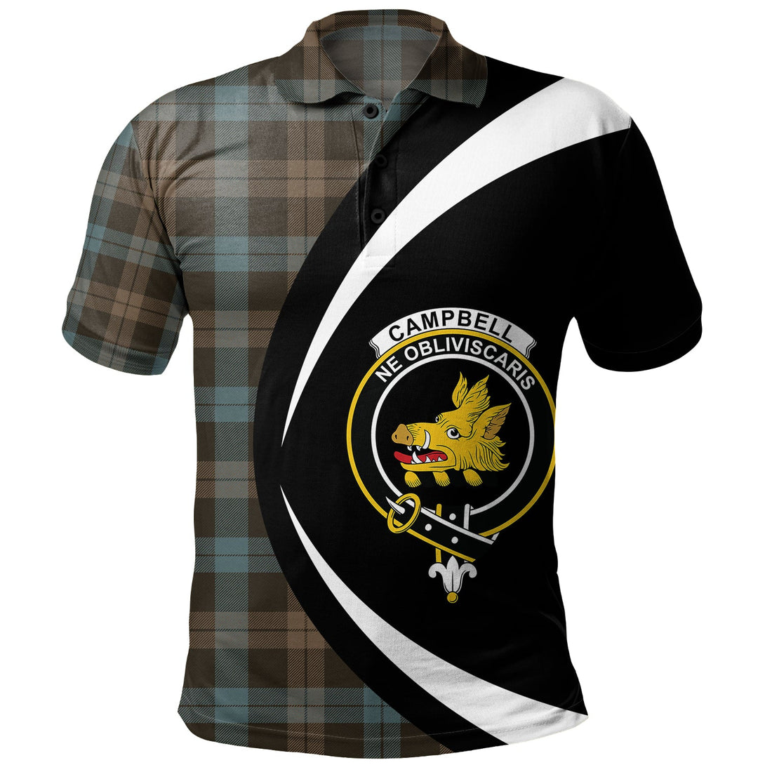 Campbell of Lochawe Weathered 2 Clan Badge Tartan Polo Shirt Circle Style Personalized