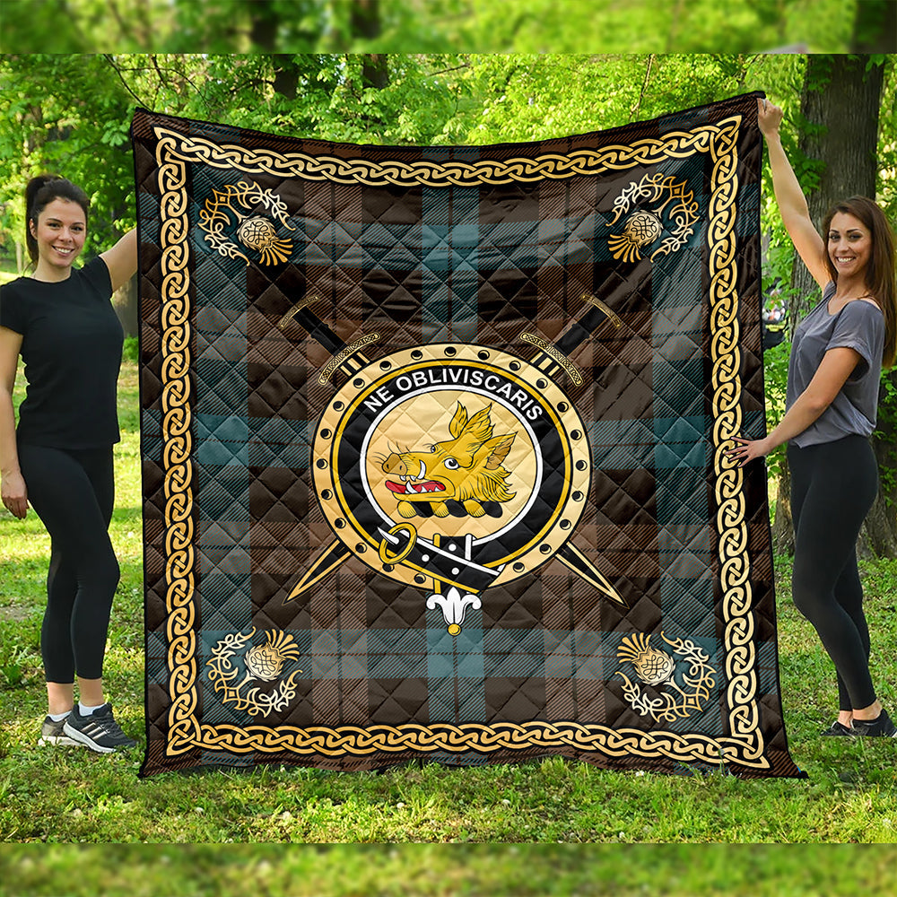 Campbell of Lochawe Weathered 2 Clan Badge Tartan Premium Quilt Celtic Shield