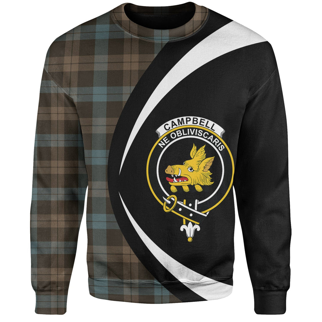 Campbell of Lochawe Weathered 2 Clan Badge Tartan Sweatshirt Circle Style Personalized