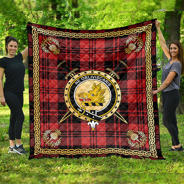 Campbell of Lochlane Ancient 2 Clan Badge Tartan Premium Quilt Celtic Shield