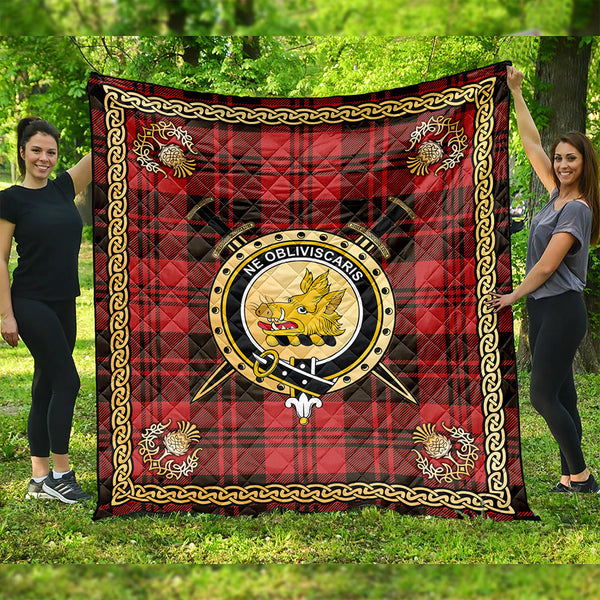 Campbell of Lochlane Weathered 2 Clan Badge Tartan Premium Quilt Celtic Shield