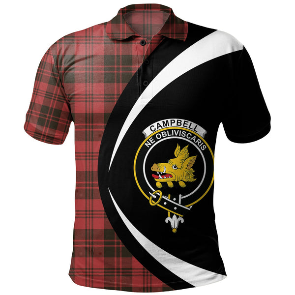 Campbell of Lochlane Weathered 2 Clan Badge Tartan Polo Shirt Circle Style Personalized