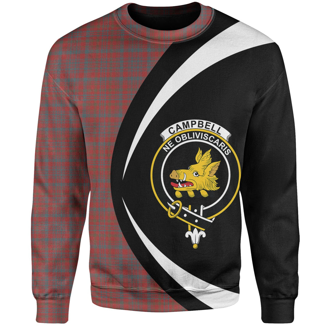 Campbell of Loudon Plaid Weathered 2 Clan Badge Tartan Sweatshirt Circle Style Personalized