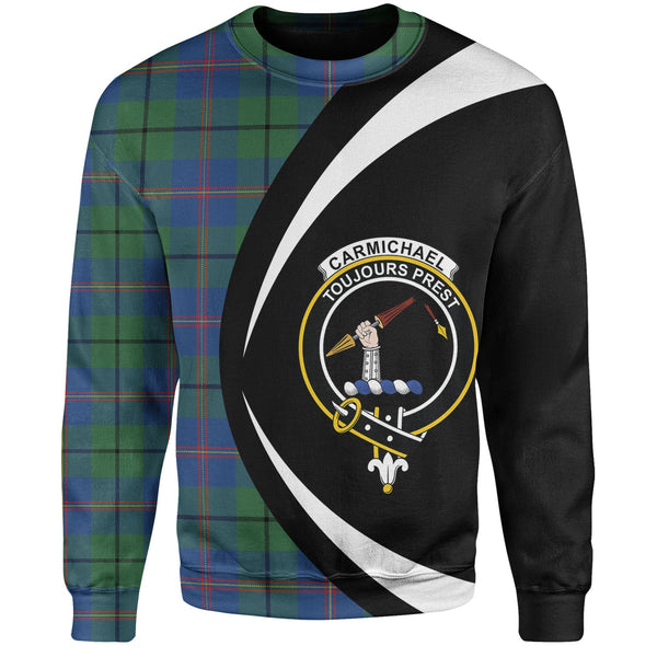 Carmichael Modern Clan Badge Tartan Sweatshirt Circle Style Personalized