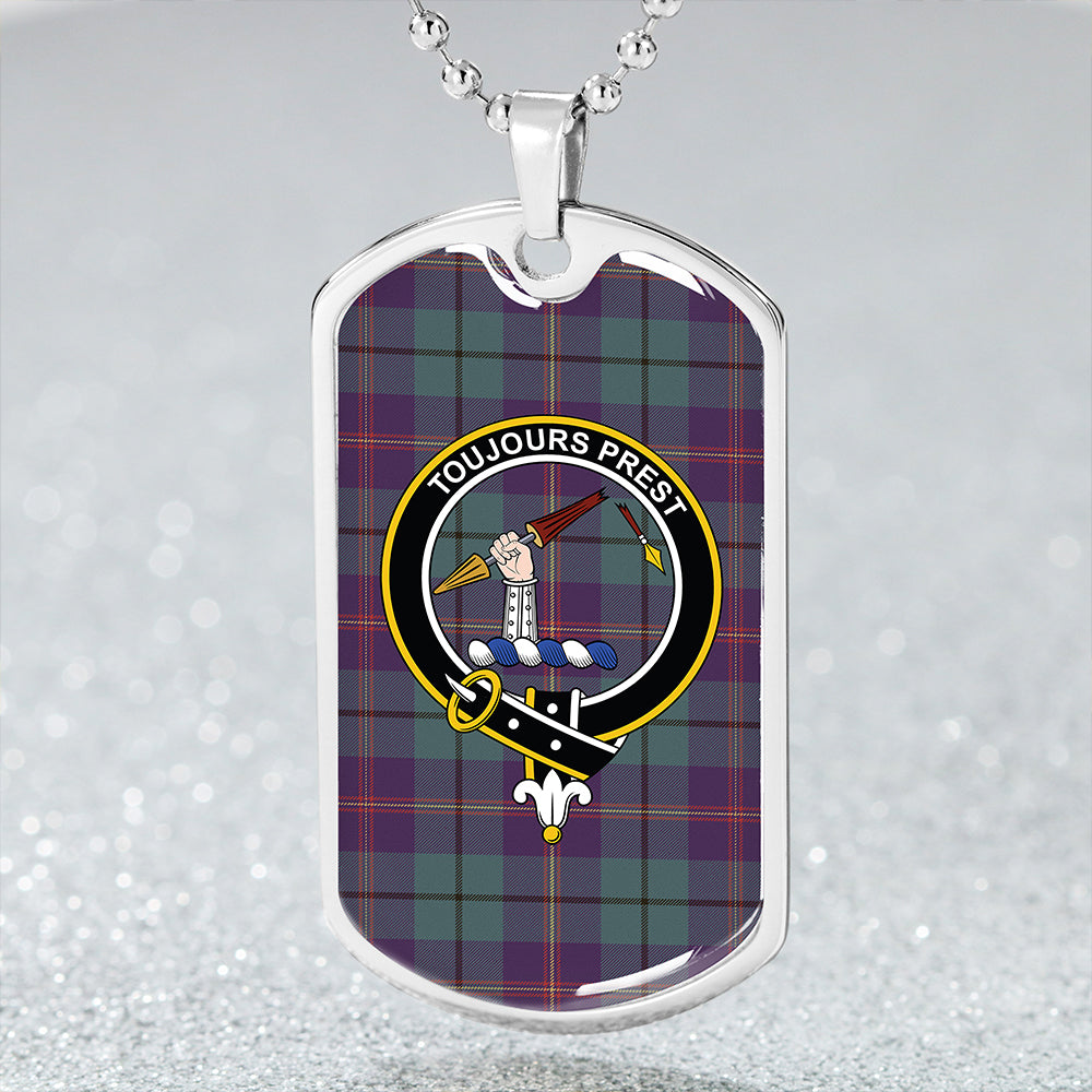 Carmichael Weathered 2 Clan Badge Classic Tartan Dog Tag Necklace