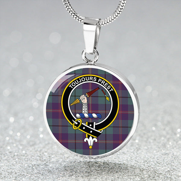 Carmichael Weathered 2 Clan Badge Tartan Classic Circle Necklace