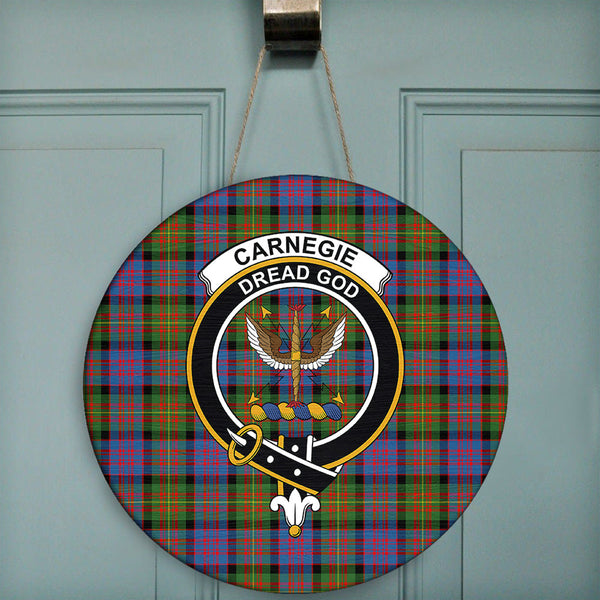 Carnegie Ancient Tartan Classic Crest Round Wooden Sign