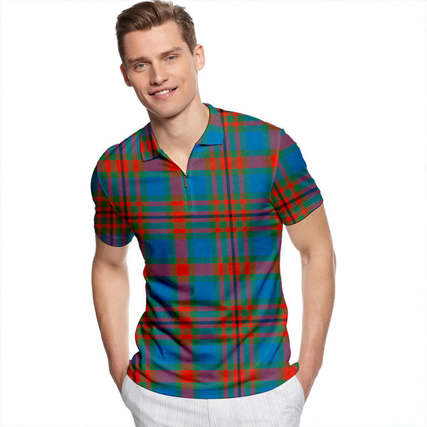 Carnegie Ancient Tartan Classic Lapel Zip Short Sleeve Polo