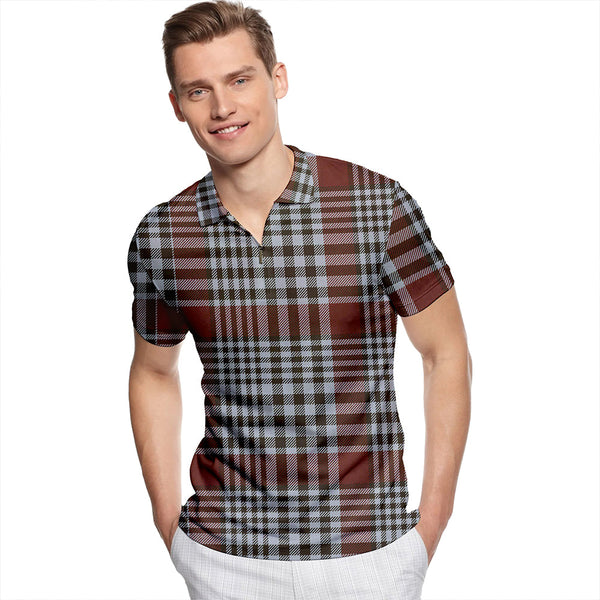 Carnegie Check Weathered Tartan Classic Lapel Zip Short Sleeve Polo