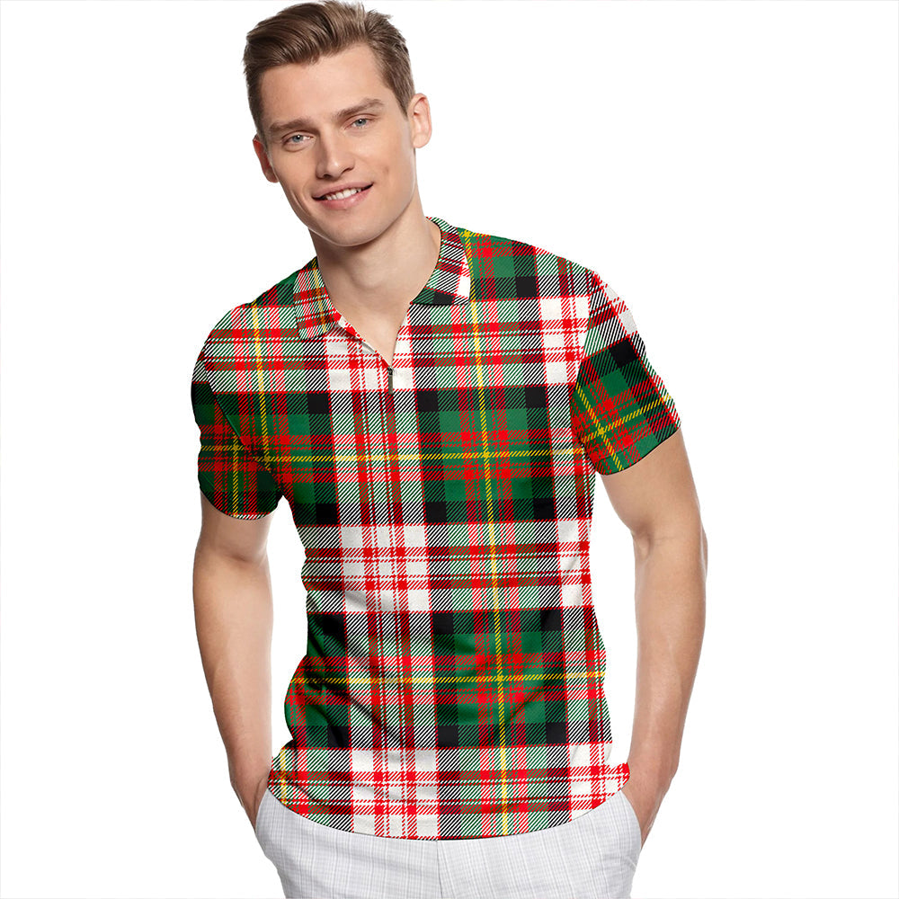 Carnegie Dress Tartan Classic Lapel Zip Short Sleeve Polo