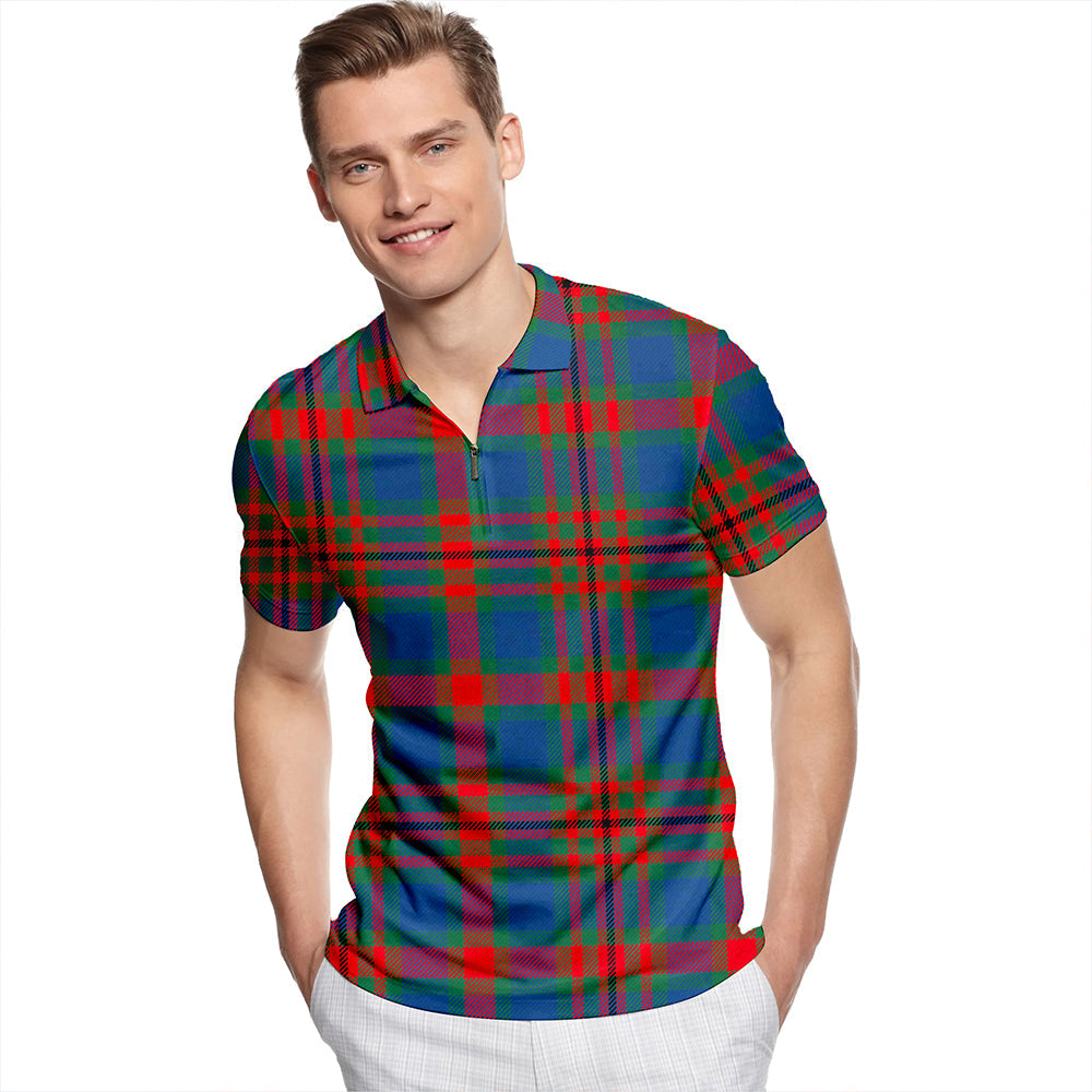 Carnegie Modern Tartan Classic Lapel Zip Short Sleeve Polo