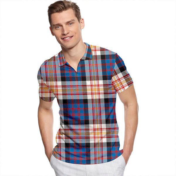 Carnegie New Ancient Tartan Classic Lapel Zip Short Sleeve Polo