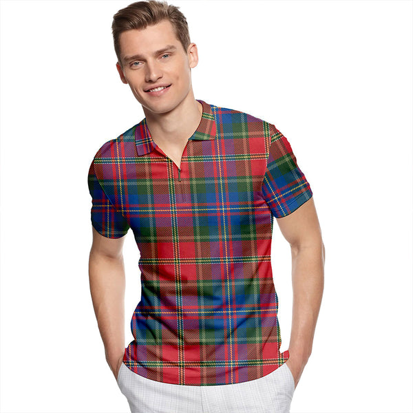 Carr Modern Tartan Classic Lapel Zip Short Sleeve Polo