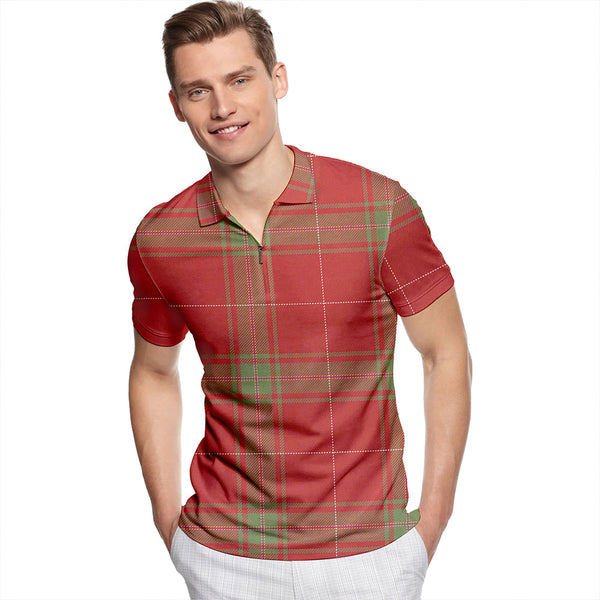 Carruthers Weathered Tartan Classic Lapel Zip Short Sleeve Polo