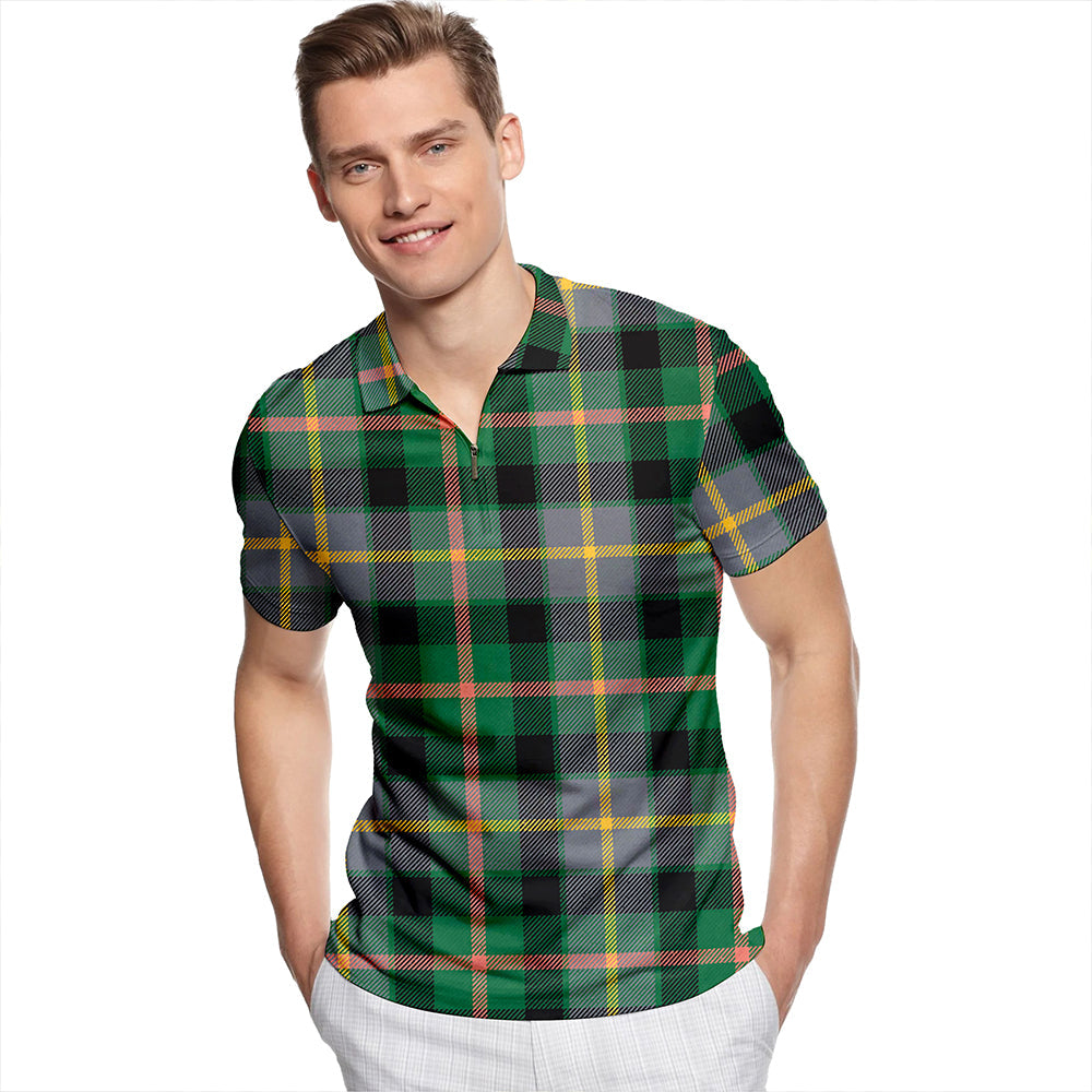 Casely Ancient Tartan Classic Lapel Zip Short Sleeve Polo