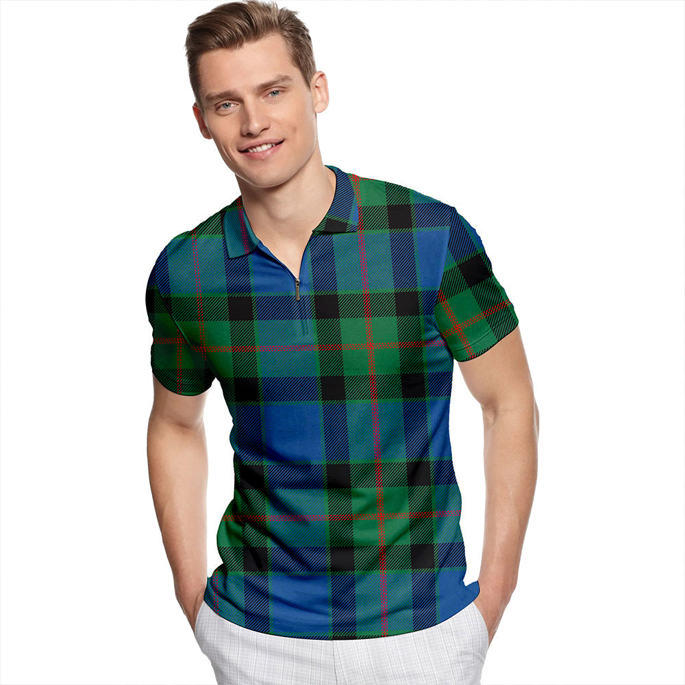 Casely of Mannerston Modern Tartan Classic Lapel Zip Short Sleeve Polo