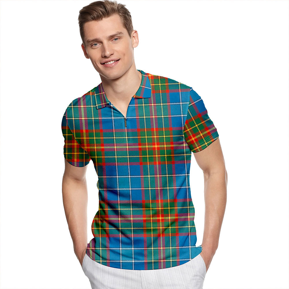 Caskie Ancient Tartan Classic Lapel Zip Short Sleeve Polo