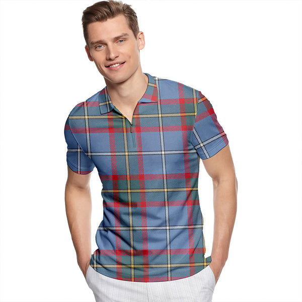 Caskie #2 Weathered Tartan Classic Lapel Zip Short Sleeve Polo