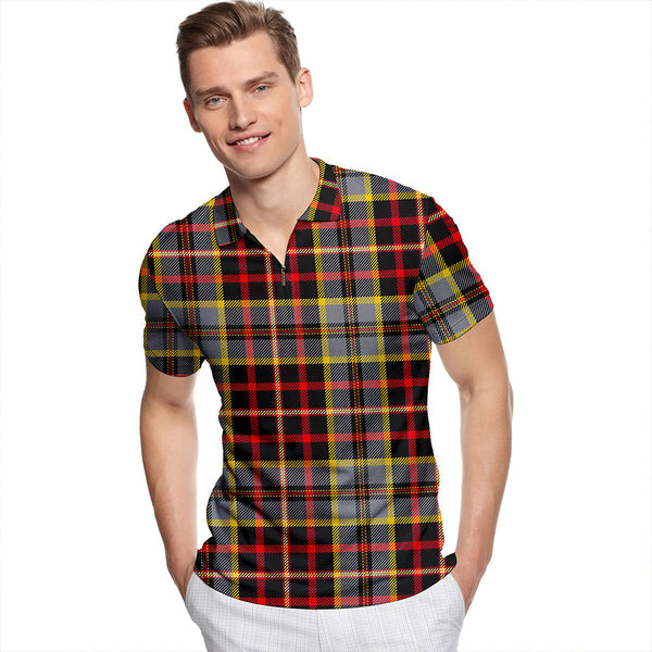 Cates Dress Tartan Classic Lapel Zip Short Sleeve Polo