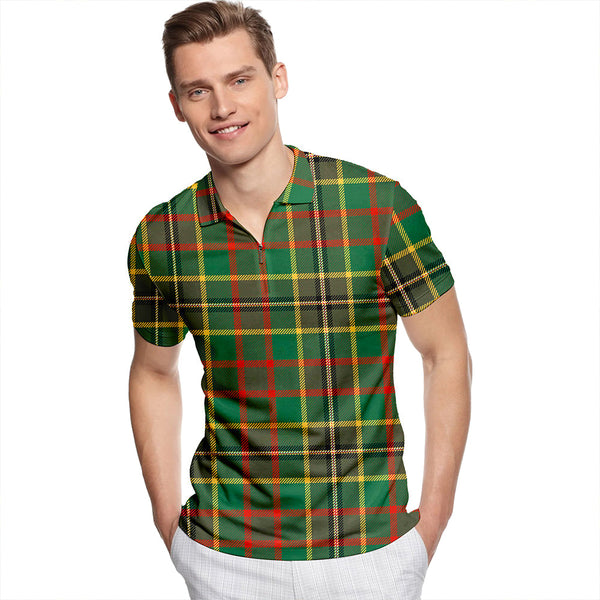 Cates Hunting Ancient Tartan Classic Lapel Zip Short Sleeve Polo